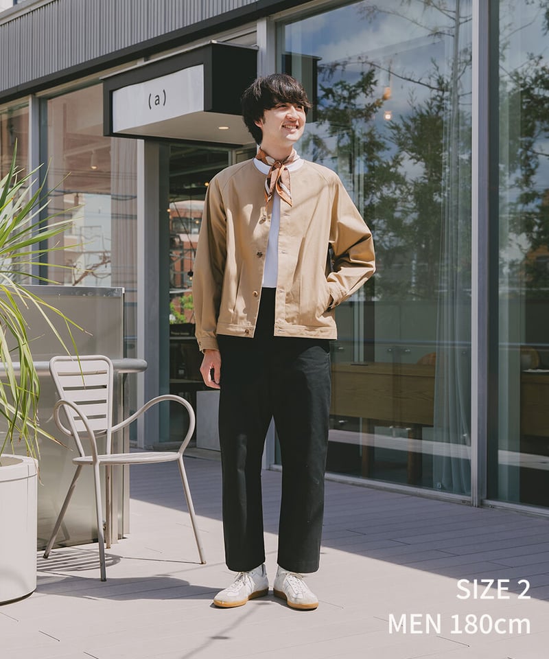 05 Ventile gabardine nocollar blouson (Beige)