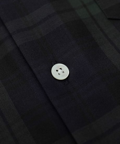 #-66 2way detachable collar wool check shirt (Green)