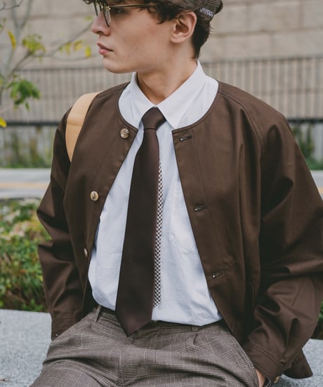 #-07 Reversible silk tie (Brown)