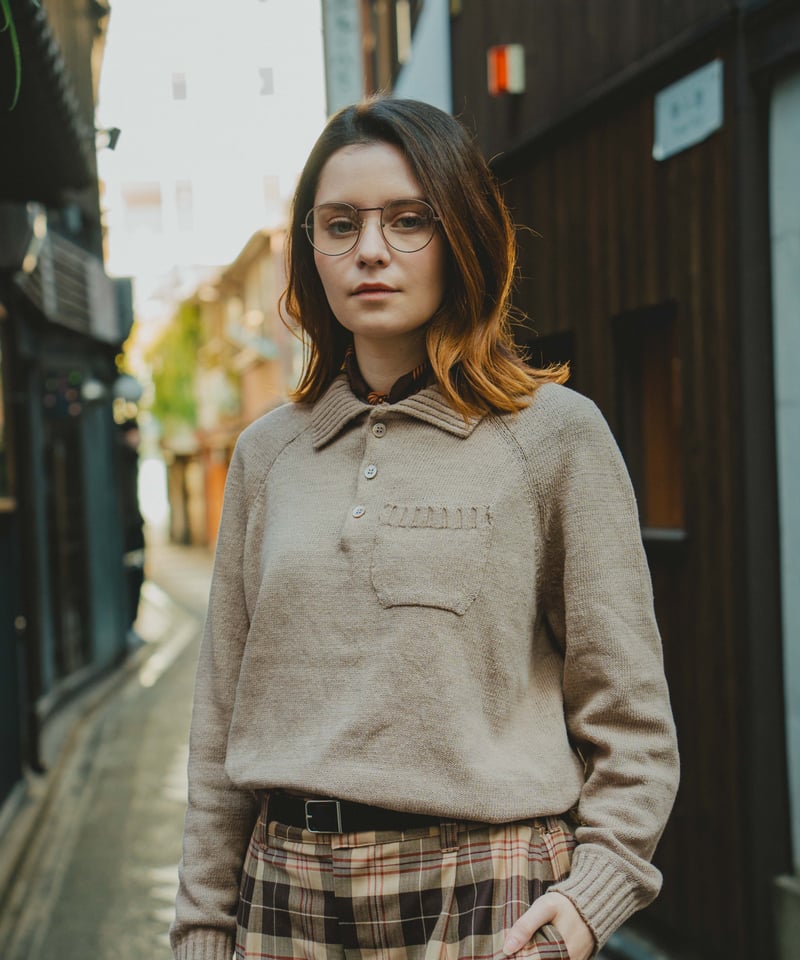 00 Hand print silk scarf (Brown) | UNFOLK