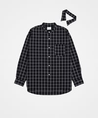 #-42 2way detachable collar windowpane check shirt (Black)