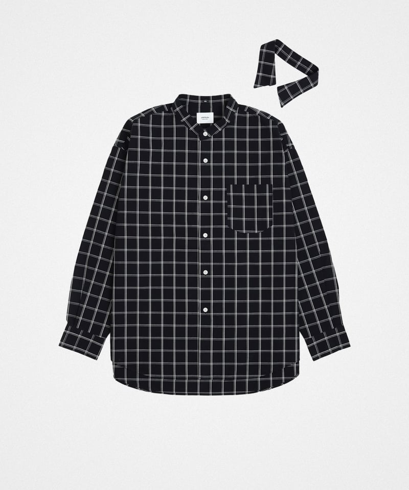 42 2way detachable collar windowpane check sh