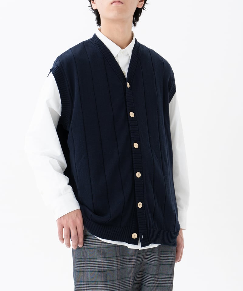 トップス <UNFOLK>Giza cotton vneck knit vest 09 16G Giza cotton vneck knit vest (Navy) | U