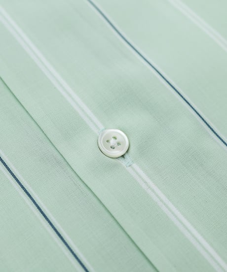 #-61 2way detachable collar short sleeve stripe shirt (Green)