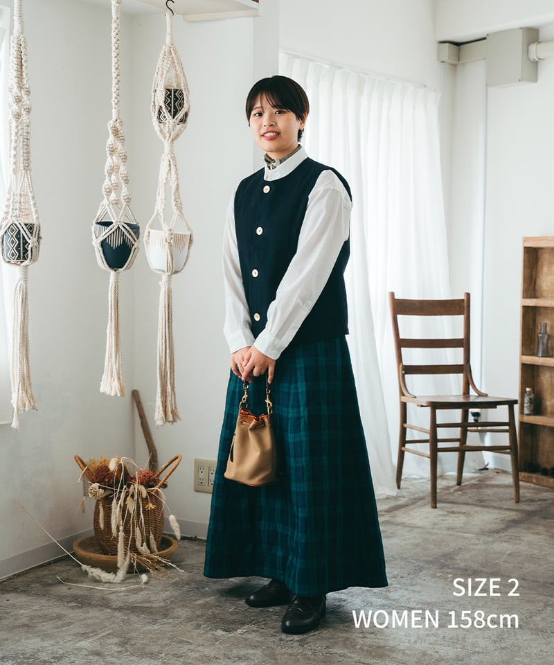 スカート unfolk #-51 EX. Quilting check skirt 51 EX. Quilting check skirt | UNFOLK