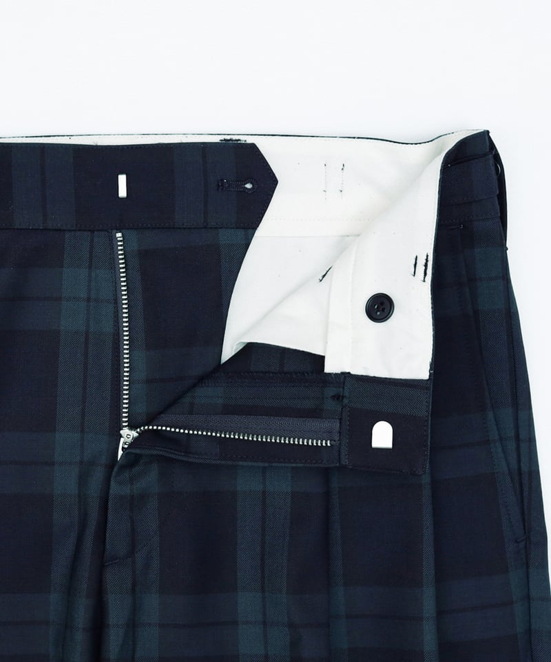 75 W/P gabardine 2tuck straight check pants |