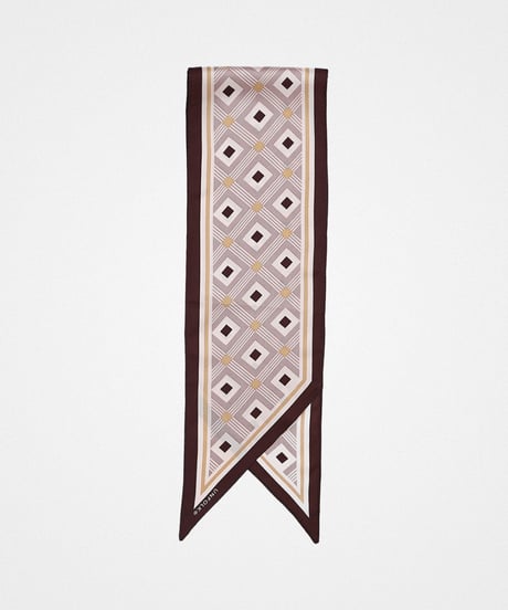 #-59 Hand print silk scarf (Brown)