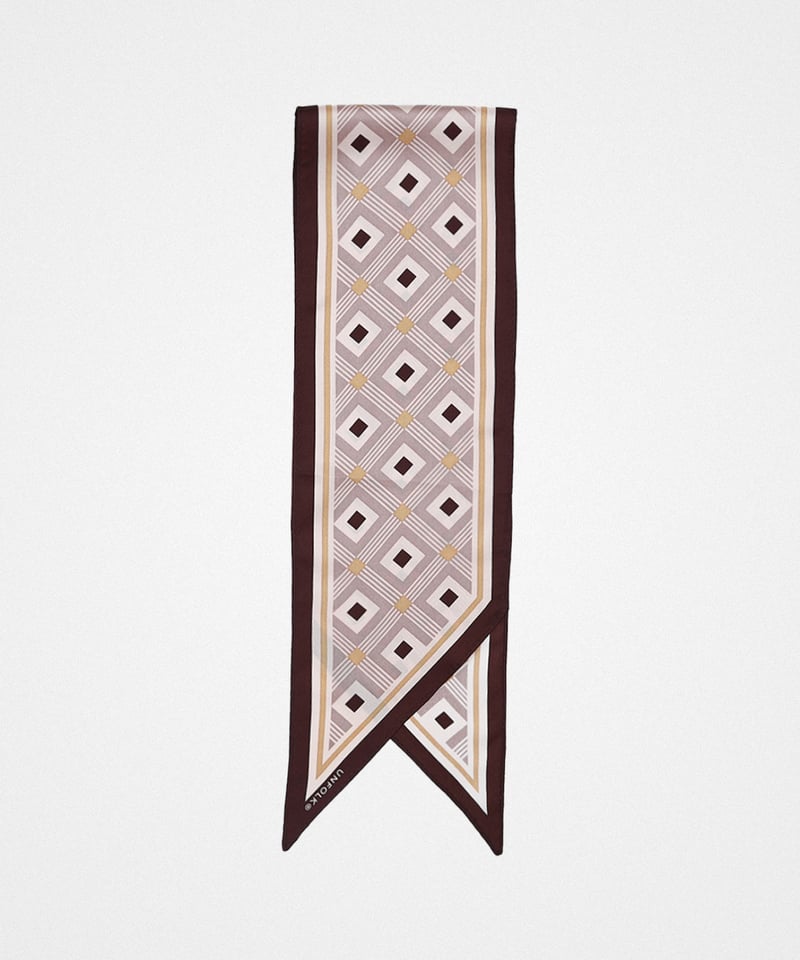 59 Hand print silk scarf (Brown) | UNFOLK