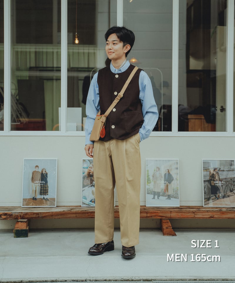 48 Peach brushed classic vest (Brown) | UNFOLK