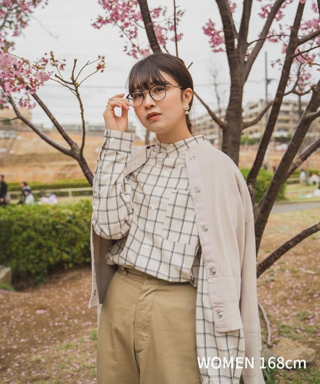 #-06 Windowpane check stand collar shirts