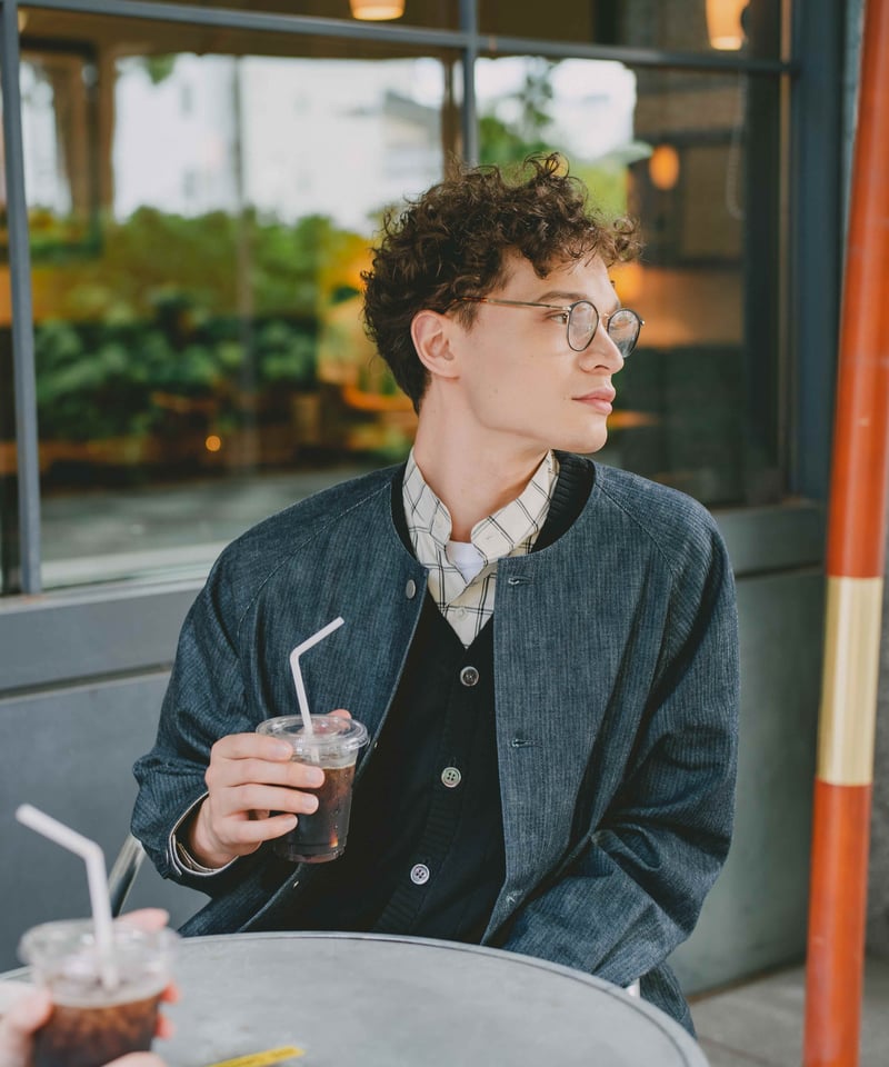 16 Herringbone denim nocollar blouson | UNFOLK 16 Herringbone denim nocollar blouson | UNFOLK