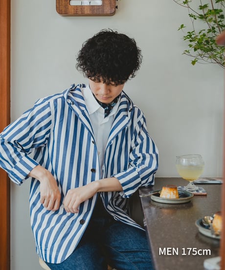 "UNFOLK CLASSIC" Banshu shuttle stripe shirt jacket