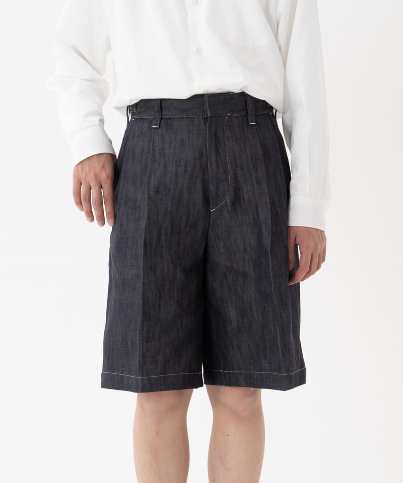 63 Rigid denim 2tuck shorts | UNFOLK
