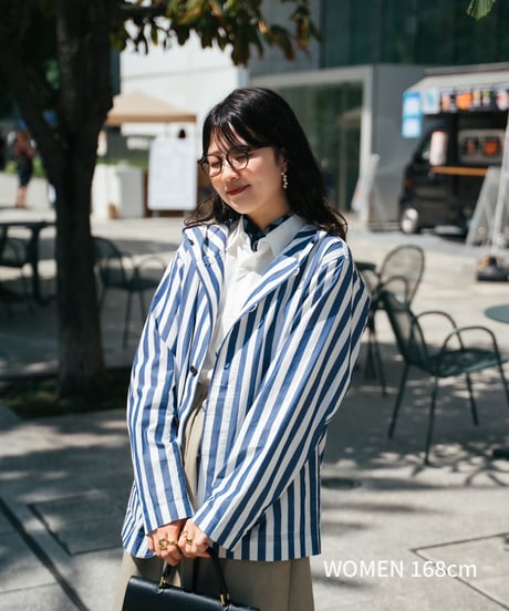"UNFOLK CLASSIC" Banshu shuttle stripe shirt jacket