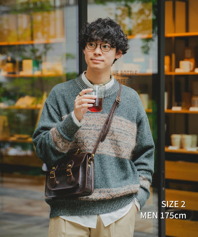 68 Fair isle pattern jacquard knit (Navy) | U