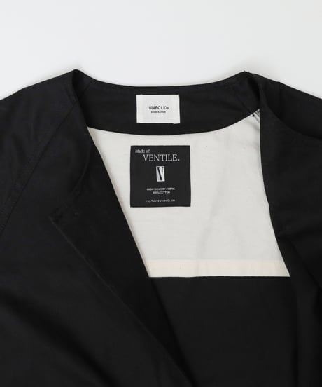 #-05 Ventile gabardine nocollar blouson  (Black)