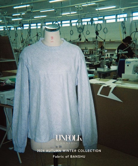 "UNFOLK CLASSIC" Banshu double gauze bias cut tshirt