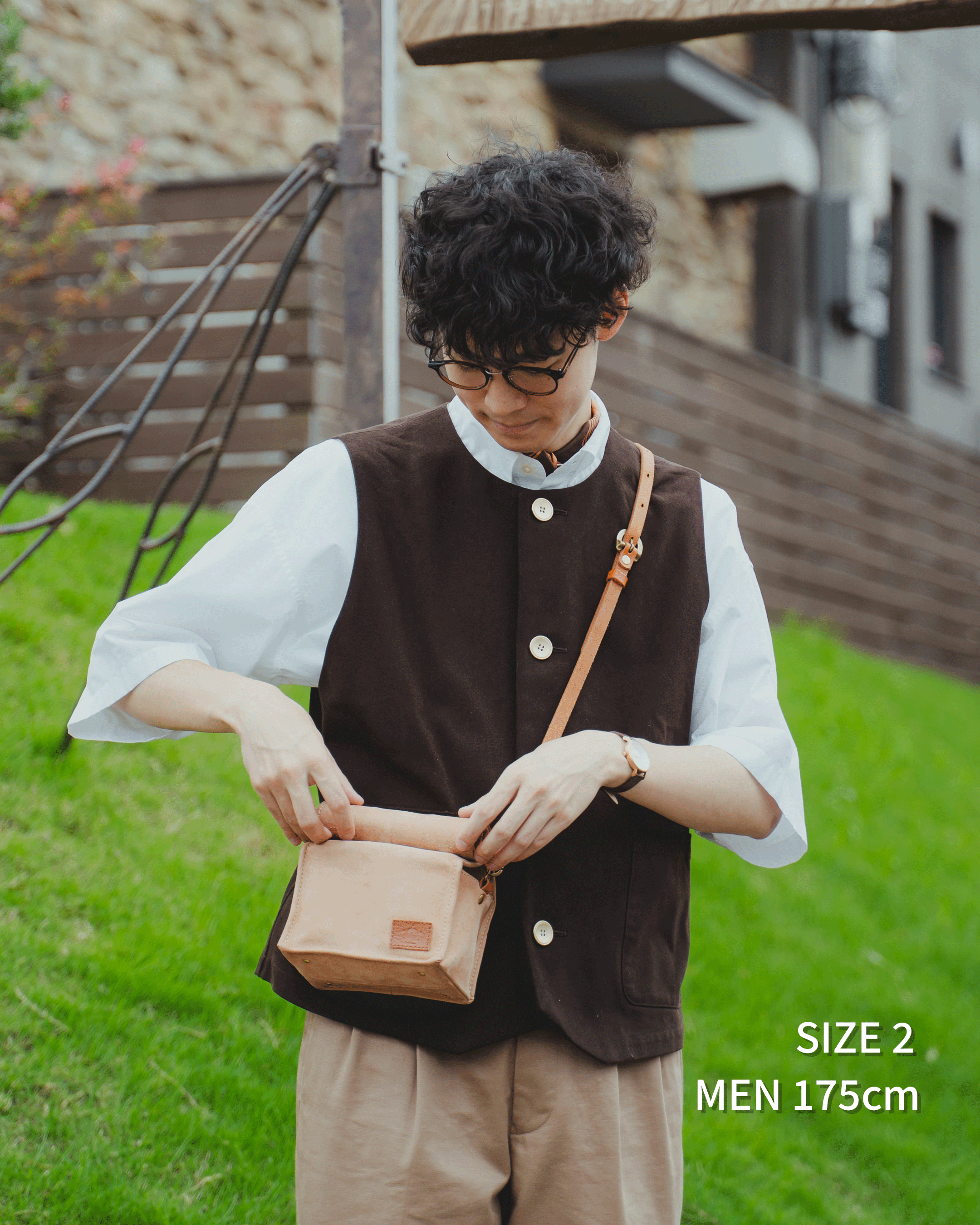 ベスト UNFOLK Peach brushed classic vest 48 Peach brushed classic vest (Brown) | UNFOLK