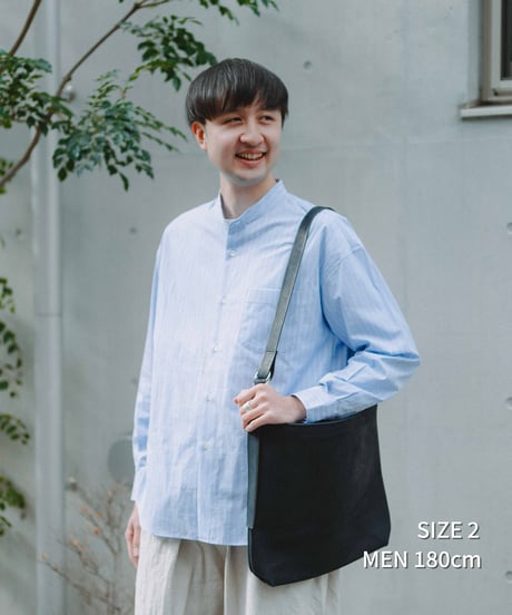 #-78 2way detachable collar stripe shirt (Blue)