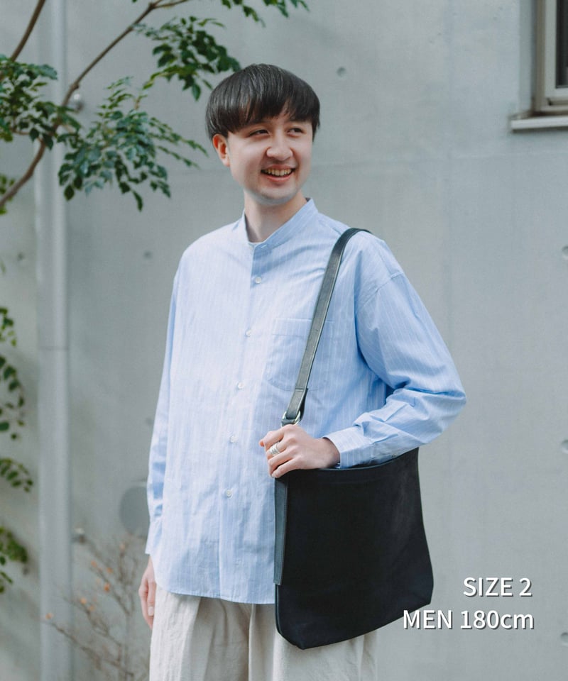 unfolk デタッチャブルカラーシャツ　ブルー 78 2way detachable collar stripe shirt (Blue)