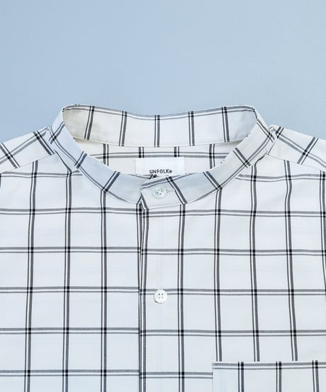 #-06 Windowpane check stand collar shirts
