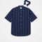 #-61 2way detachable collar short sleeve stripe shirt (Navy)