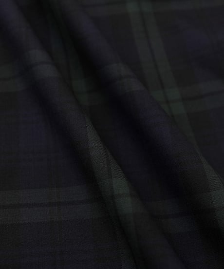#-66 2way detachable collar wool check shirt (Green)