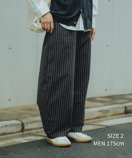 “UNFOLK CLASSIC” Banshu stripe pattern baloon pants