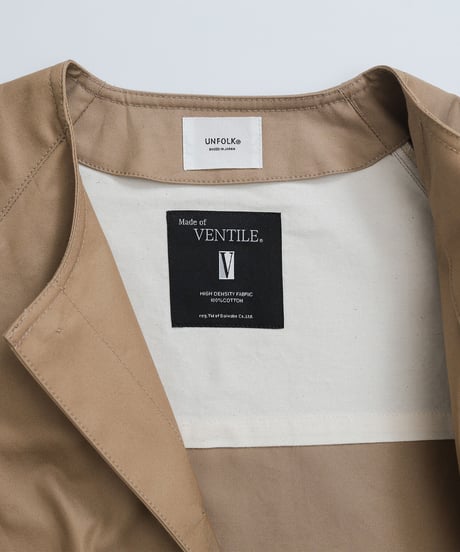#-05 Ventile gabardine nocollar blouson (Beige)