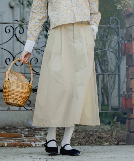 #-70 Ventile gabardine 2tuck skirt (Beige)