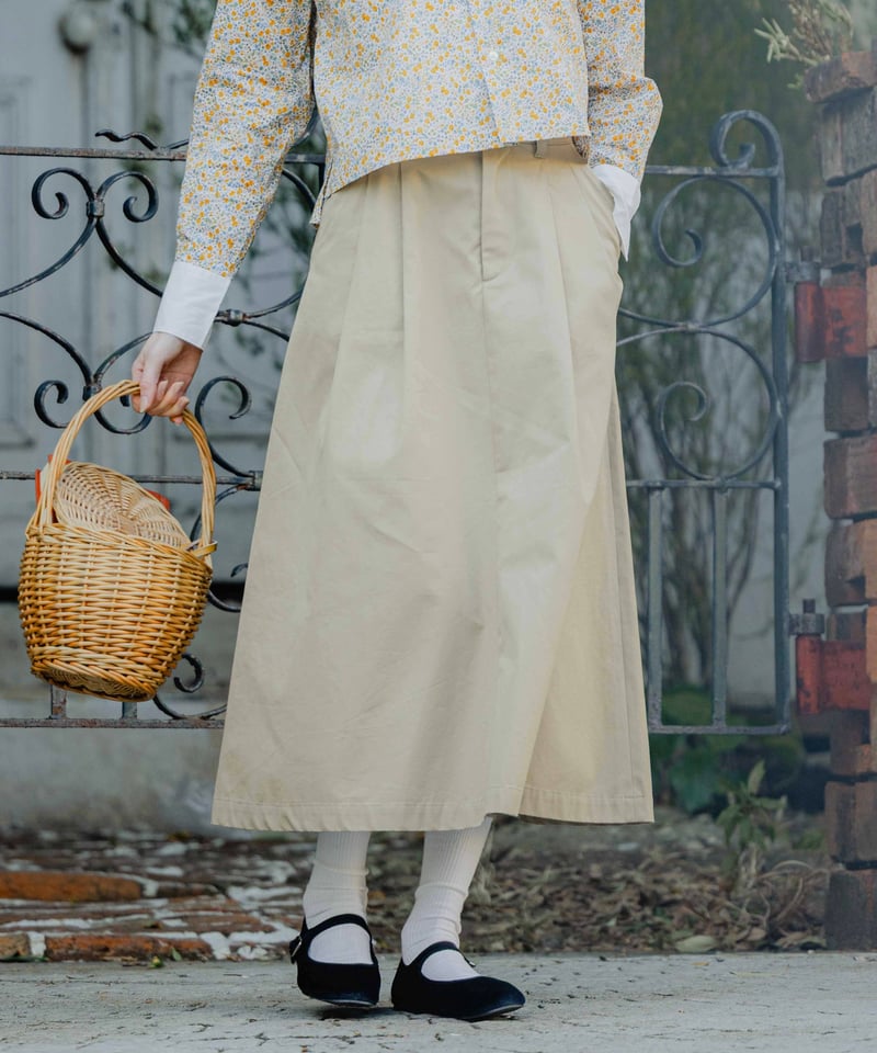 2026SS 先行予約】#-70 Ventile gabardine 2tuck skirt