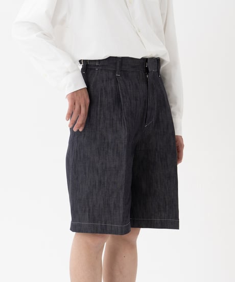 #-63 Rigid denim 2tuck shorts