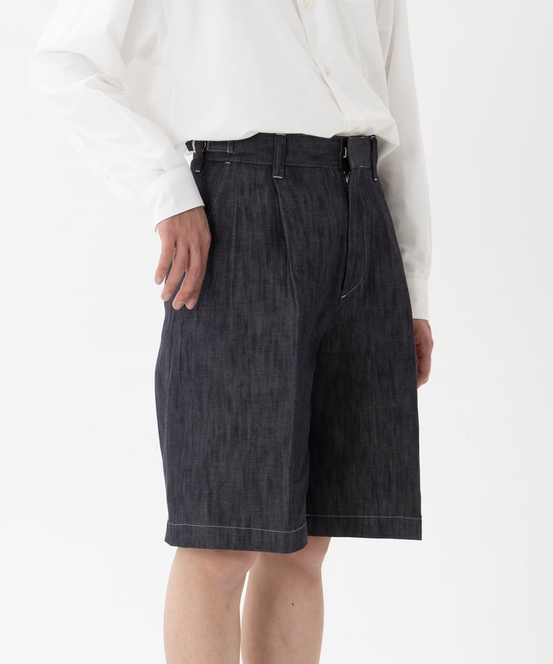 63 Rigid denim 2tuck shorts | UNFOLK