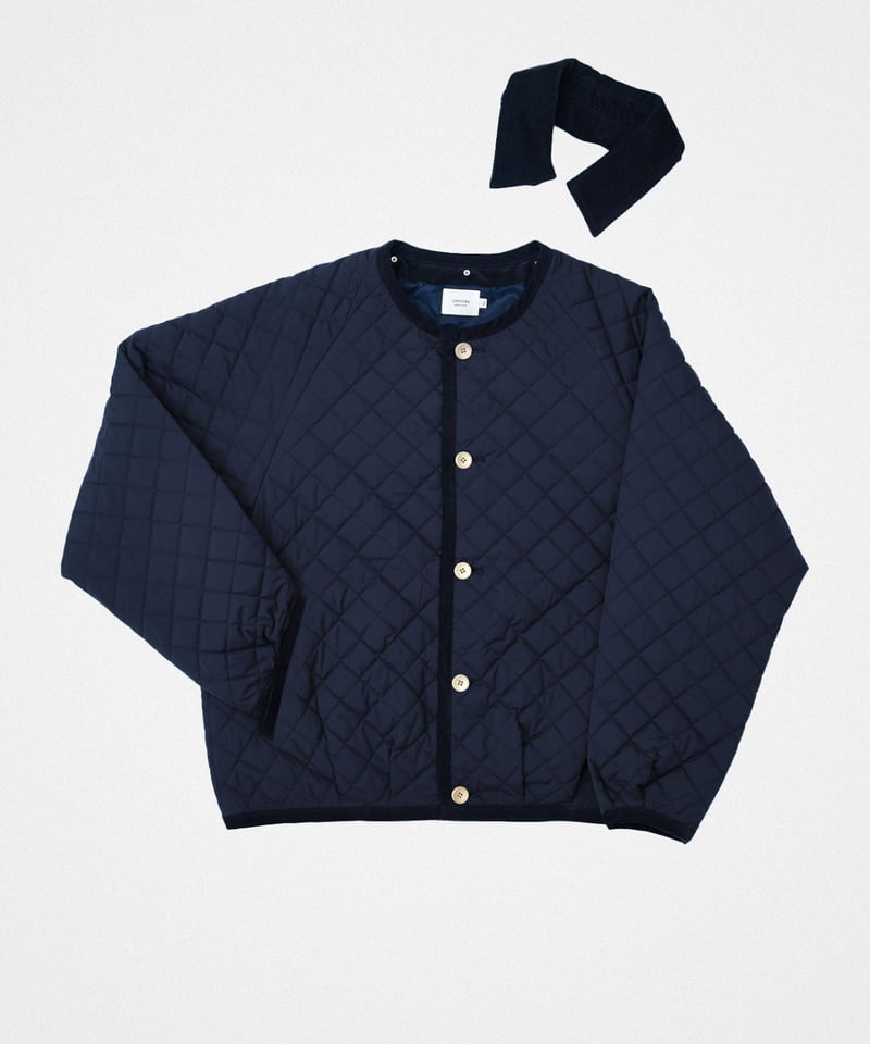71 Diamond Quilt 2way blouson (Navy) | UNFOLK