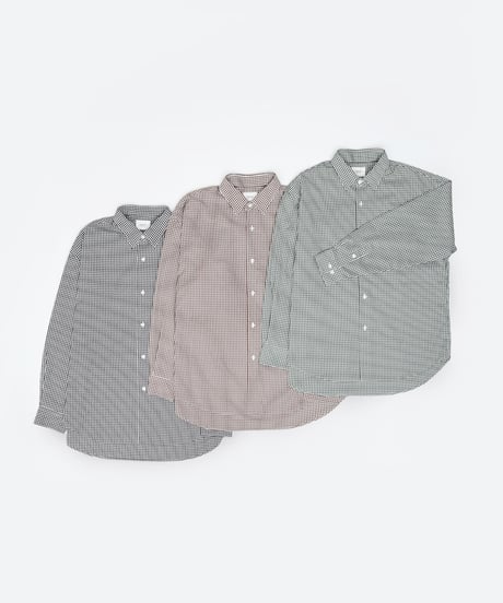 #-34 2way detachable collar gingham check shirt (Black)
