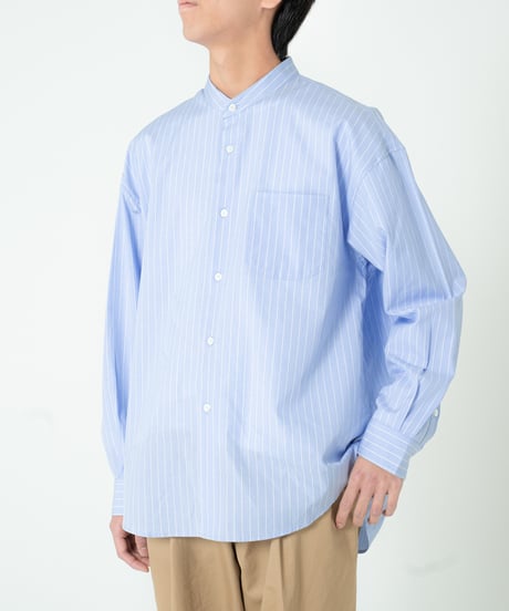 #-78 2way detachable collar stripe shirt (Blue)