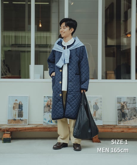 #-72 Diamond Quilt 2way coat (Navy)