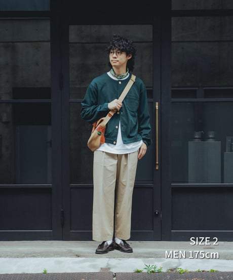 #-64 Heavy weight nocollar classic cardigan (Red)