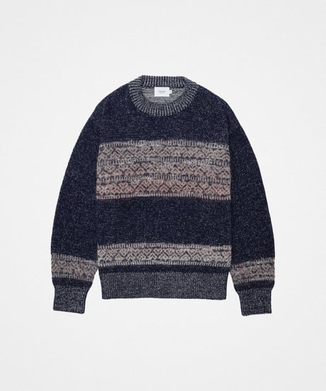 #-68 Fair isle pattern jacquard knit (Navy)