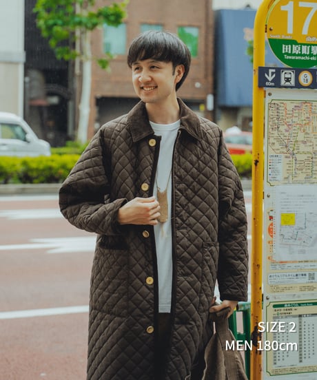 #-72 Diamond Quilt 2way coat (Brown)