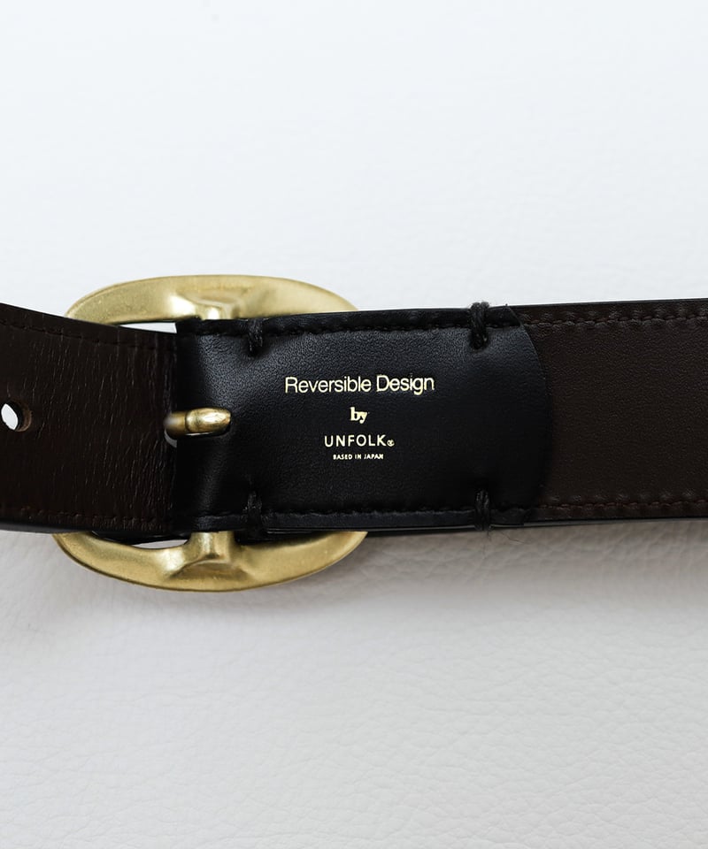 69 Round buckle reversible leather belt (Gold