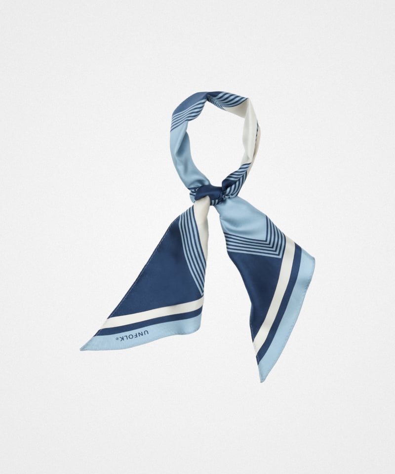 小物 Hand Printed Silk Scarf - blue 00 Hand print silk scarf (Blue) | UNFOLK