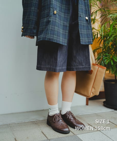 #-63 Rigid denim 2tuck shorts