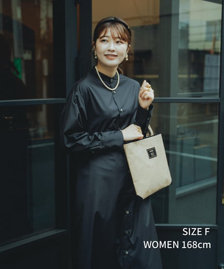 #-44 2way detachable collar shirt onepiece (Black)