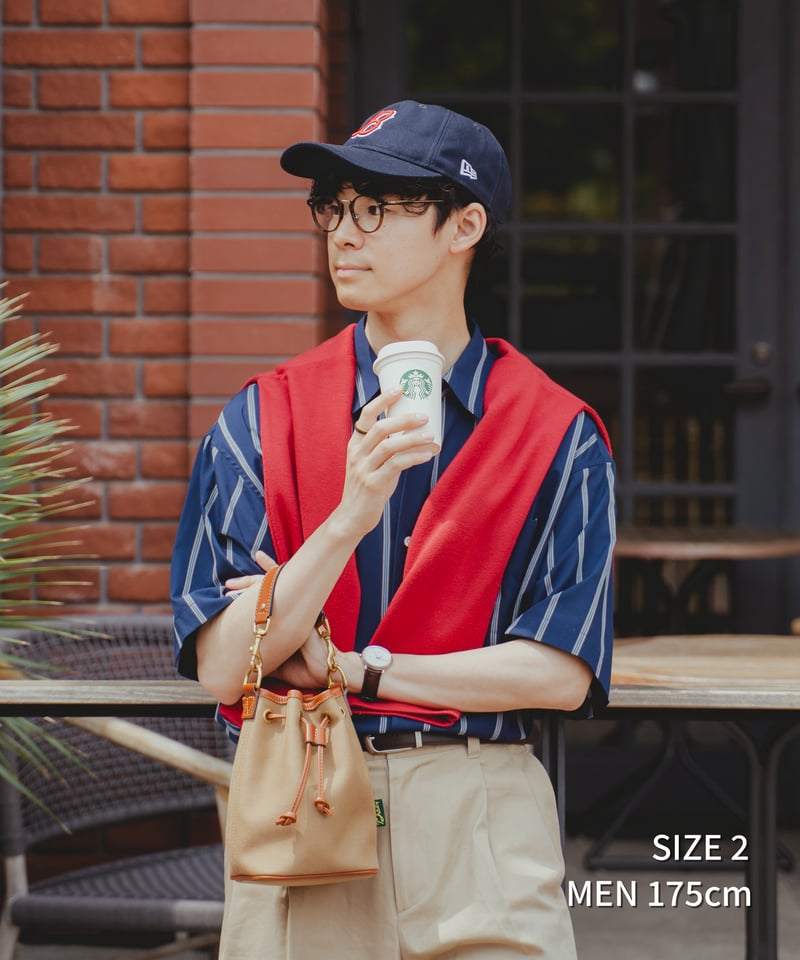 61 2way detachable collar short sleeve stripe