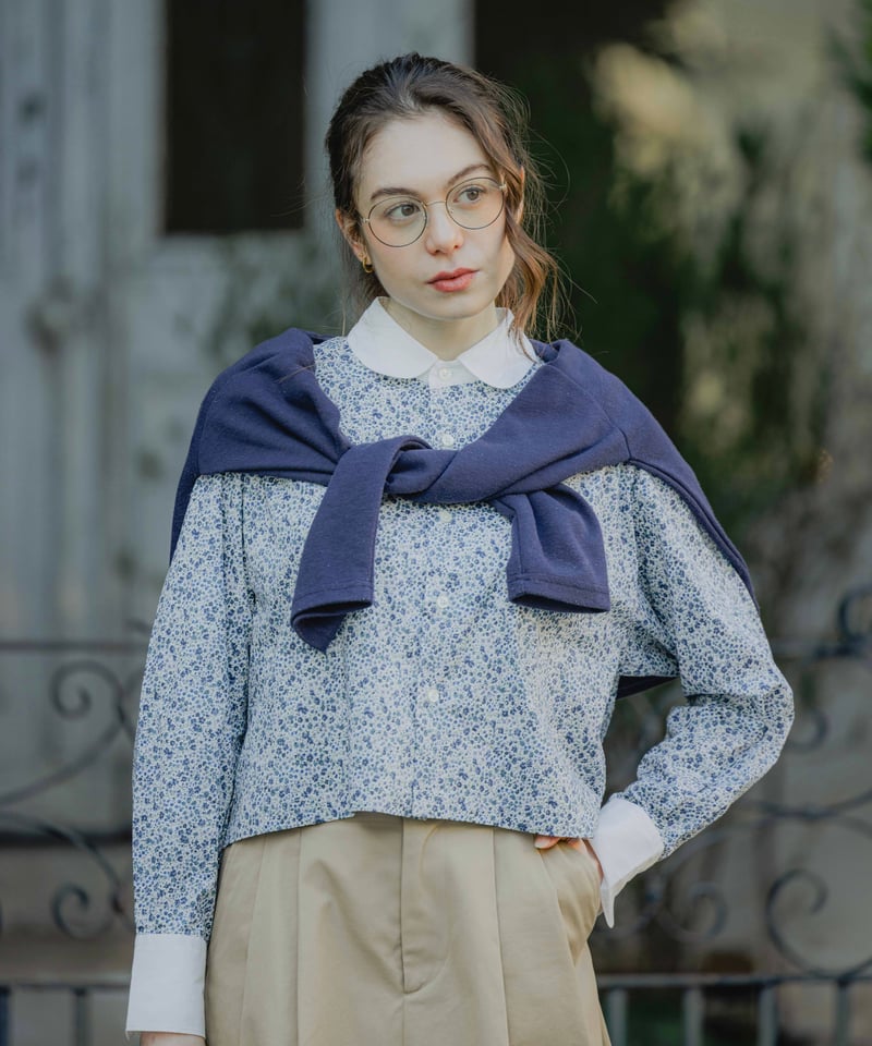 UFOLK アンフォルク リバティプリント2way 付け襟ブラウス 79 2way detachable collar liberty print shirt