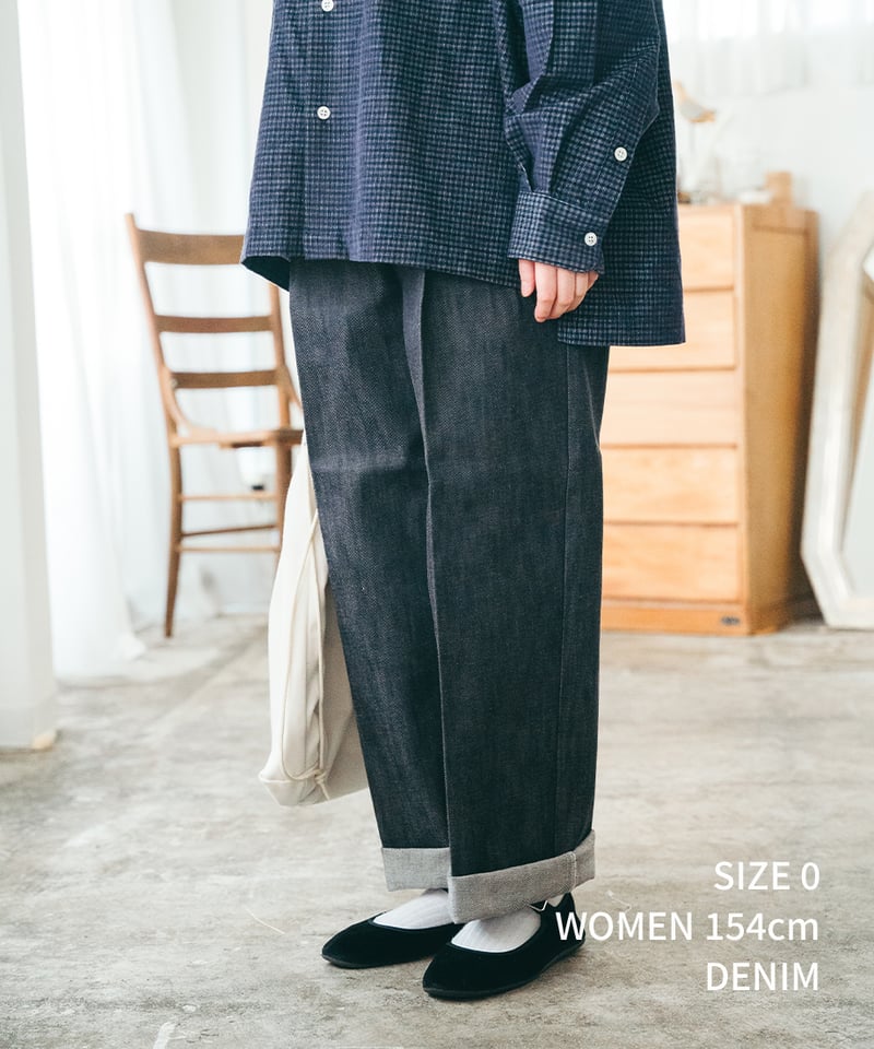 24 Rigid denim 2tuck pants | UNFOLK 24 Rigid denim 2tuck pants | UNFOLK