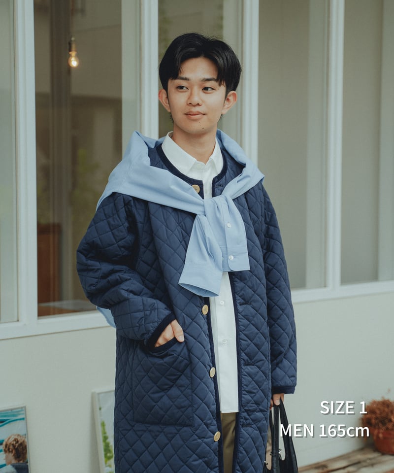 72 Diamond Quilt 2way coat (Brown) | UNFOLK