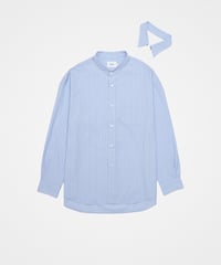 #-78 2way detachable collar stripe shirt (Blue)