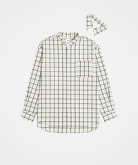 #-42 2way detachable collar windowpane check shirt (Ivory)